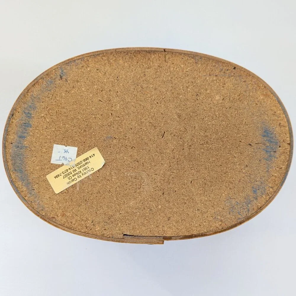 Vintage Oval Bentwood Stenciled Shaker Folk Art Box